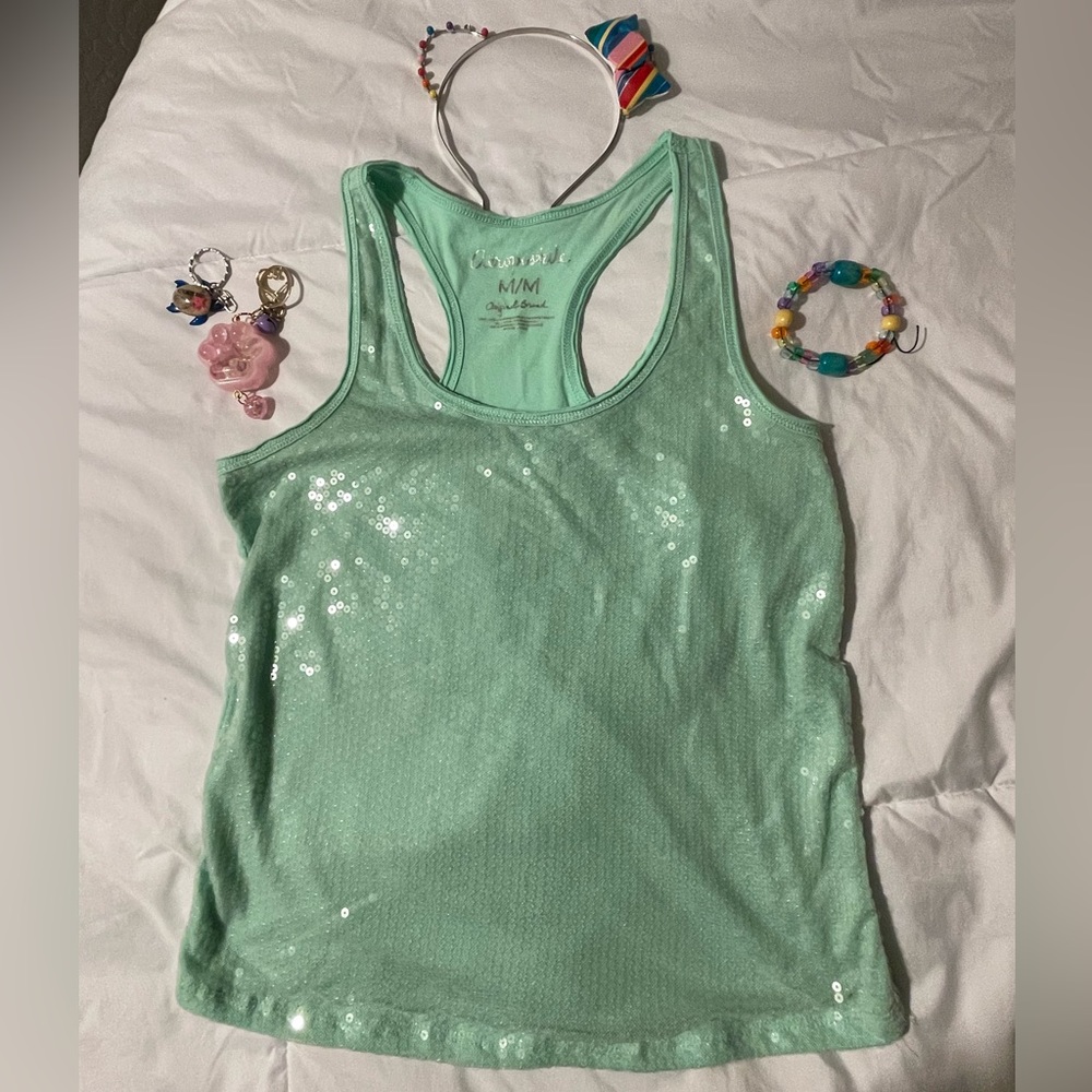 Mint green sequin tank